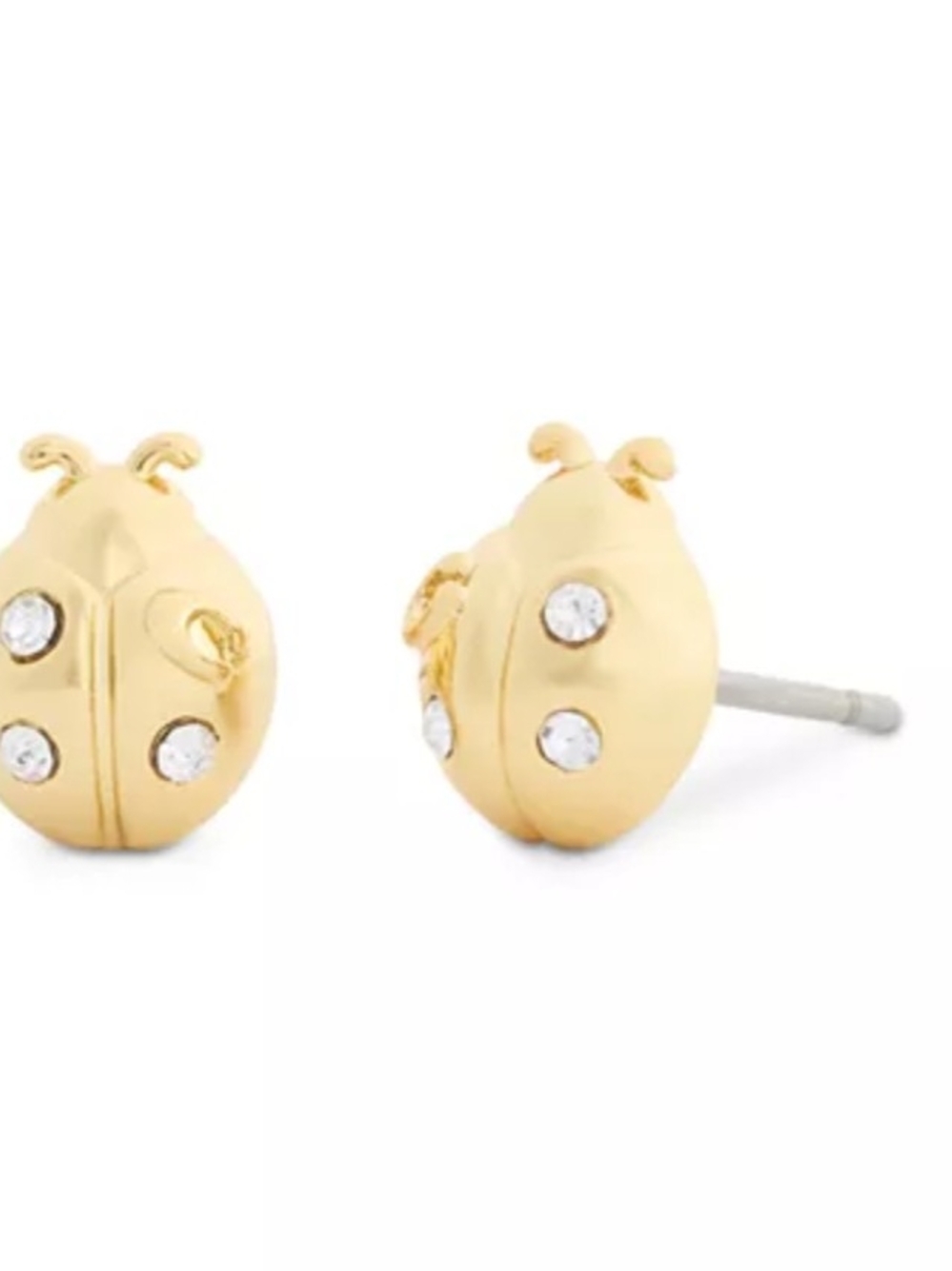 Coach Gold Tone Ladybug Stud Earrings with Crystal Accents